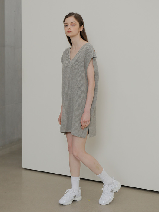 Sleeveless Knit Dress Gray