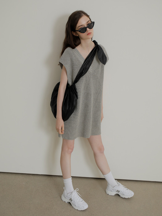 Sleeveless Knit Dress Gray