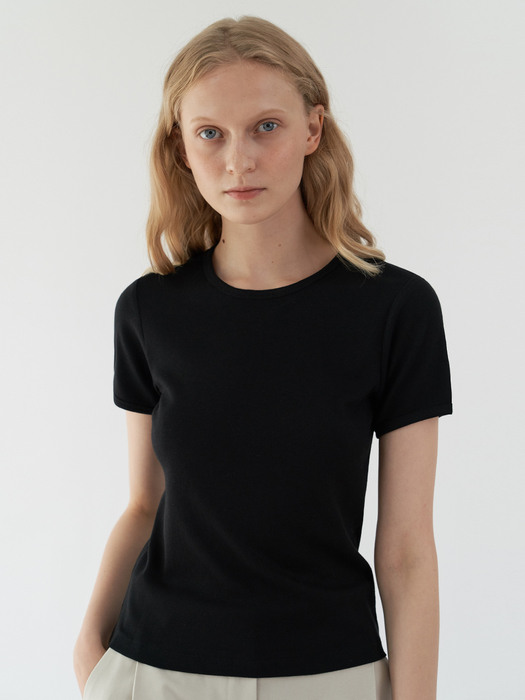 Ribbed Slim T-Shirt ( BLACK )