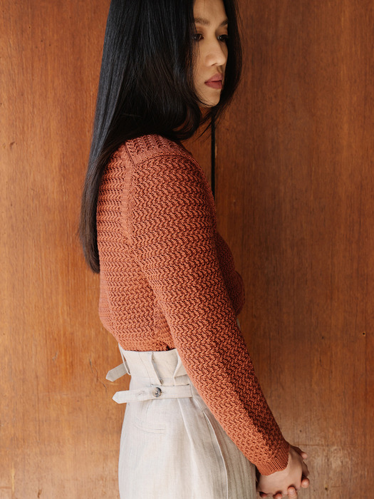 BROWN ORGANIC COTTON CHUNKY CARDIGAN