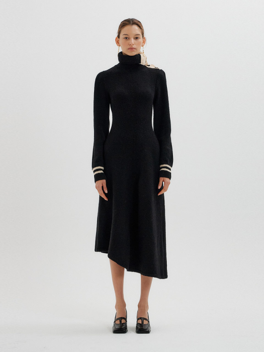 TINKLING Asymmetric Knit Dress - Black
