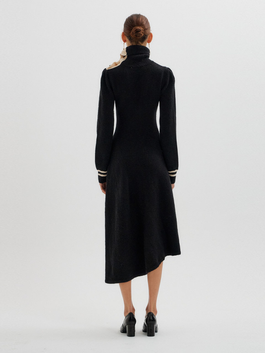 TINKLING Asymmetric Knit Dress - Black