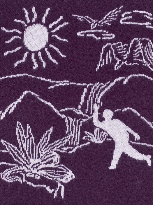 Landscape Jacquard Knit Purple Ivory