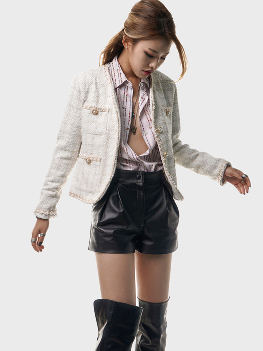 Inverted Box Sheepskin Pleats Shorts(WOMAN)_UTH-FP06 