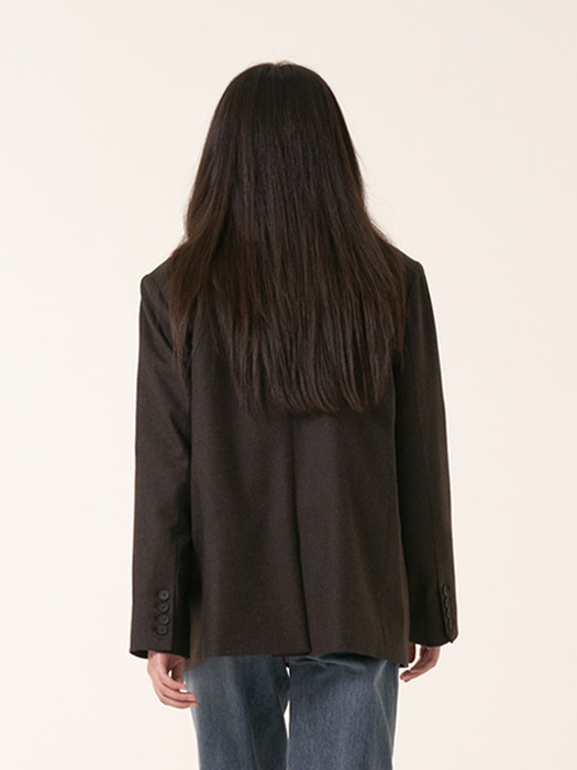 Wool flannel 2 button jacket - Brown