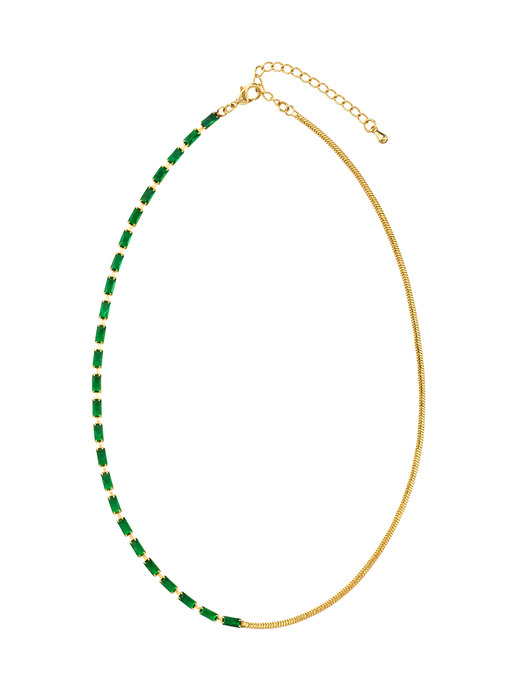 GREEN TWINKLE CUBIC TENNIS NECKLACE AN421013