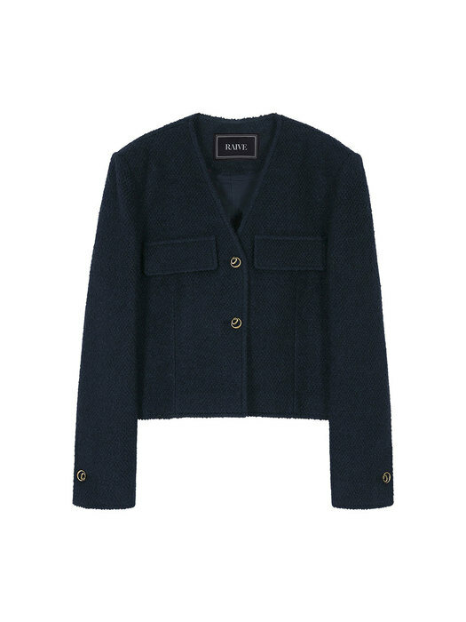 Button Tweed Jacket in Navy (ver.2) VW1WJ023-23