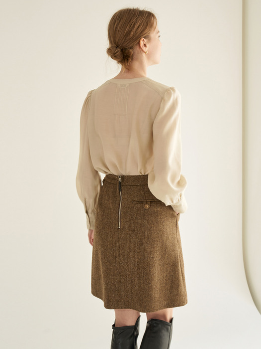 Herringbone mini skirt (Brown)