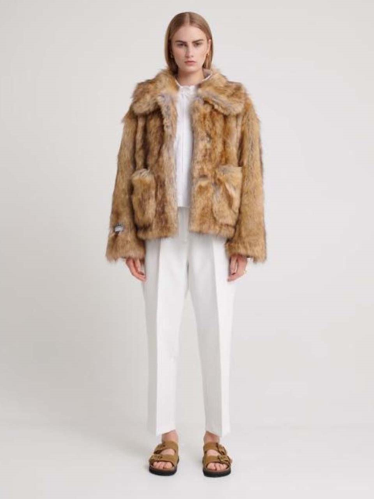 TRACI BOXY FAUX FUR COAT NATURAL FOX