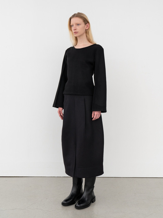 Wool Drape Skirt (BLACK)