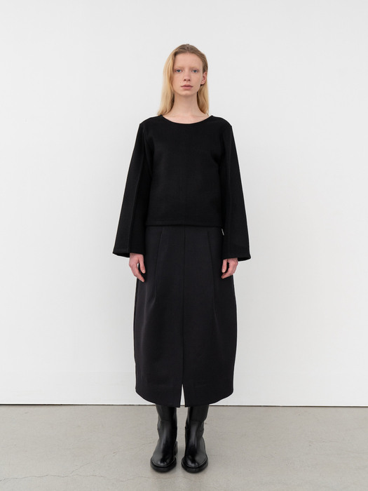 Wool Drape Skirt (BLACK)