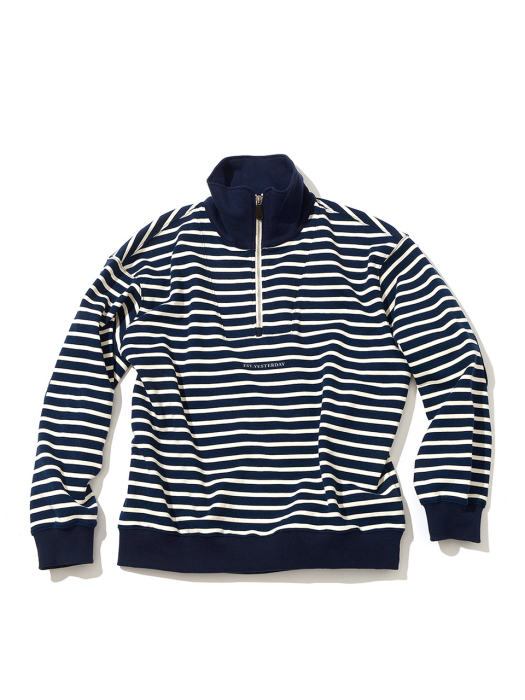 Stripe Half zip-up Sweat Shirt_Navy