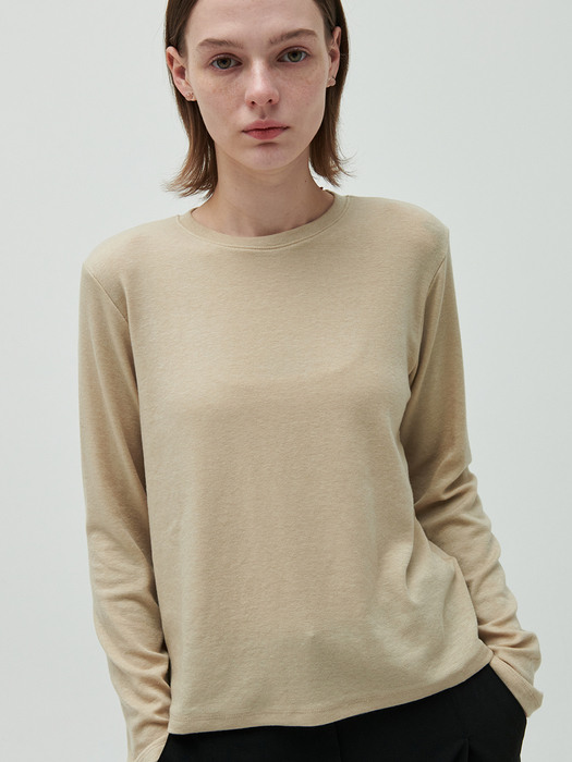 soft wool crop t-shirt_beige