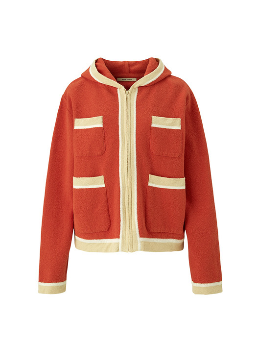 Color block hoody - Cherry tomato