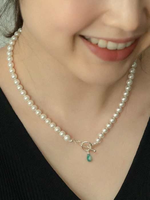 amazonite pearl toggle necklace