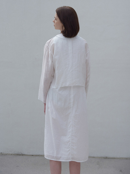 Piping sleeveless dress (white)