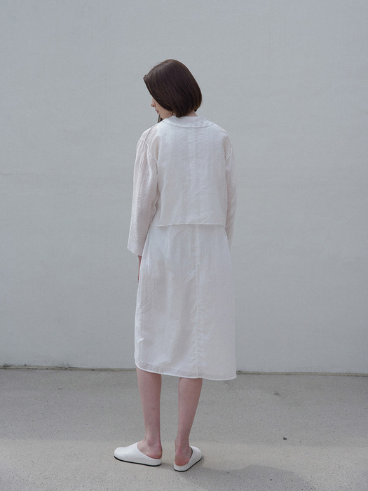 Piping sleeveless dress (white)
