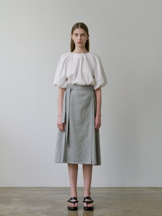 Belted Wrap Skirt _ charcoal