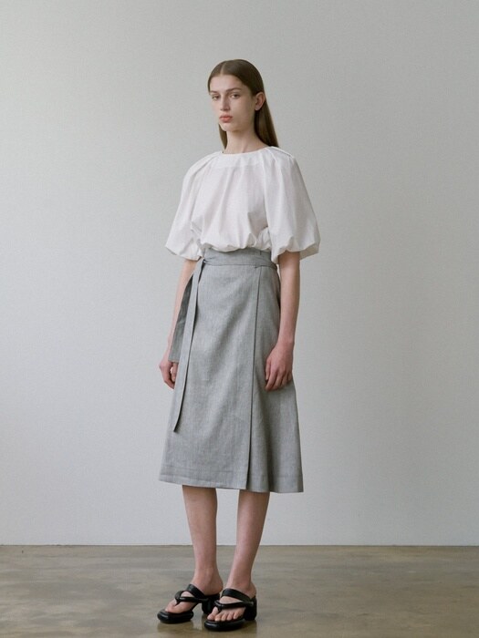 Belted Wrap Skirt _ charcoal