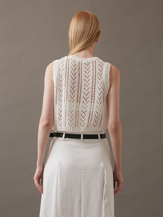 22SS_OEF Summer Knit Vest (White)