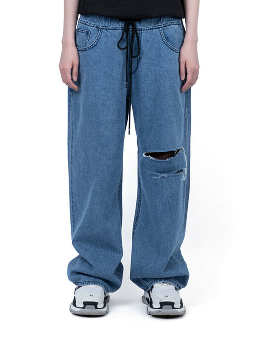 BBD Basic Drawstring Overfit Denim Pants (Blue)