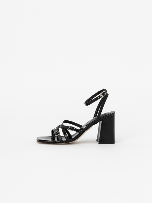 Tami Strappy Sandals in Textured Black