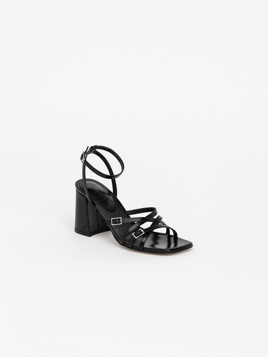 Tami Strappy Sandals in Textured Black