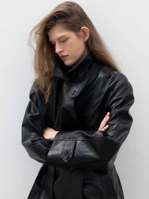 Faux Leather Coat_BLACK