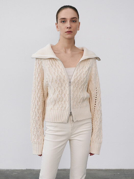 Zip-up Cable Cardigan