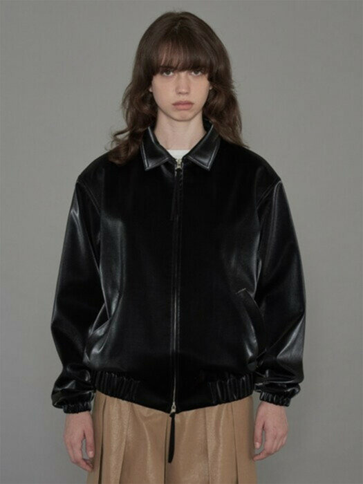 GLOSSY LEATHER BLOUSON (black)