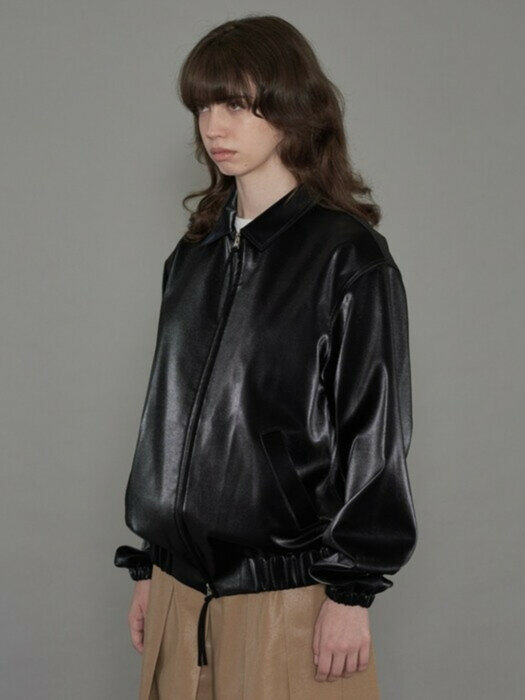 GLOSSY LEATHER BLOUSON (black)