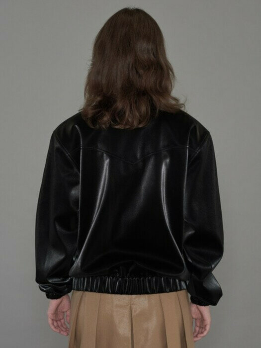 GLOSSY LEATHER BLOUSON (black)