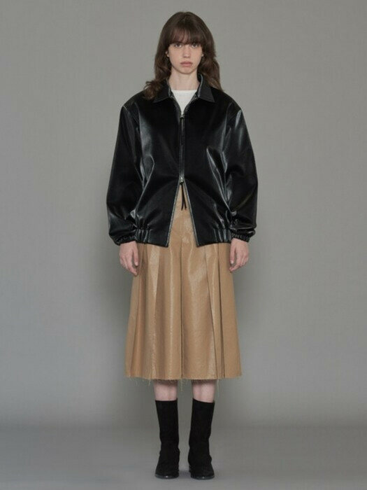 GLOSSY LEATHER BLOUSON (black)