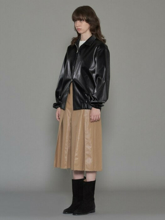 GLOSSY LEATHER BLOUSON (black)