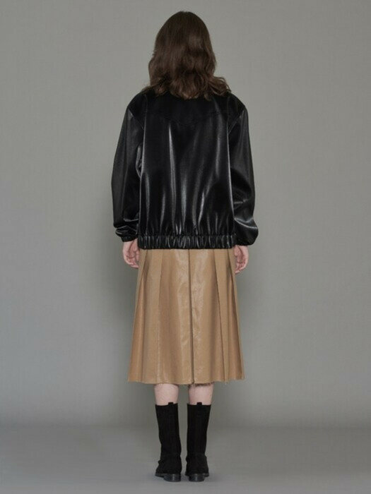 GLOSSY LEATHER BLOUSON (black)