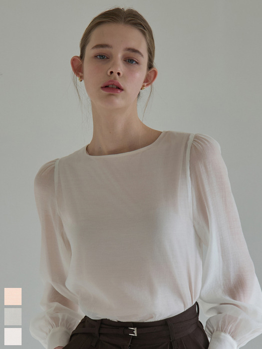 [NEW컬러발매]시스루 라운드 블라우스 3컬러 J710