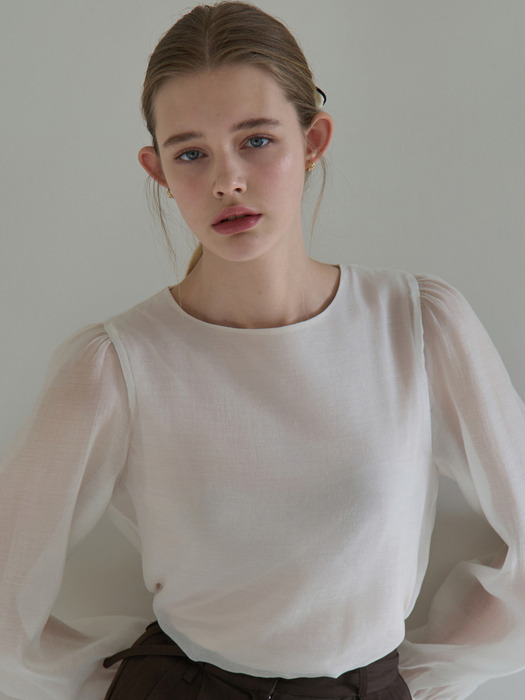 [NEW컬러발매]시스루 라운드 블라우스 3컬러 J710