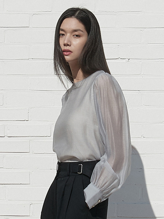 J710 see-through round blouse (2COLORS)