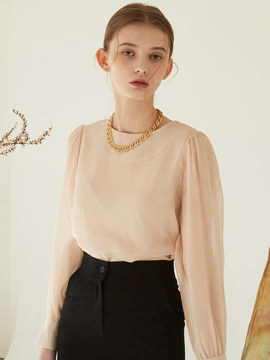 [NEW컬러발매]시스루 라운드 블라우스 3컬러 J710