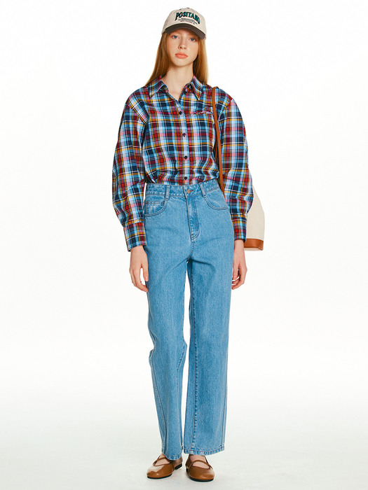 WATERLOO Volume sleeve shirt (Madras navy check/Navy gingham check/Light blue stripe/Blue stripe)