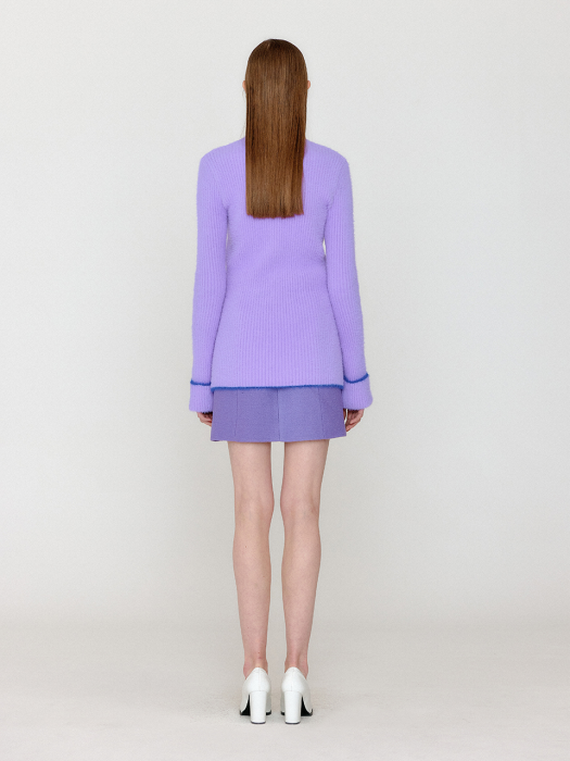 VIOLA Slim Fit Collared Knit Cardigan - Violet