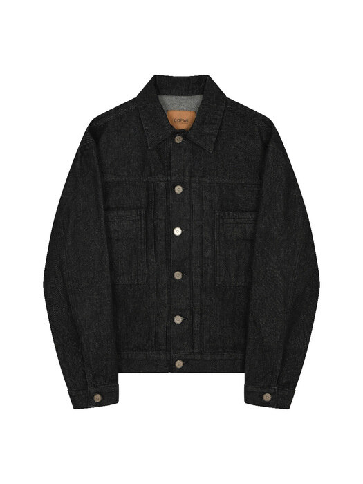 Gotham Overfit Trucker Denim Jacket BLACK