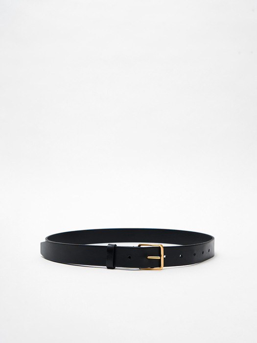 Signature Square Leather Belt - Gold