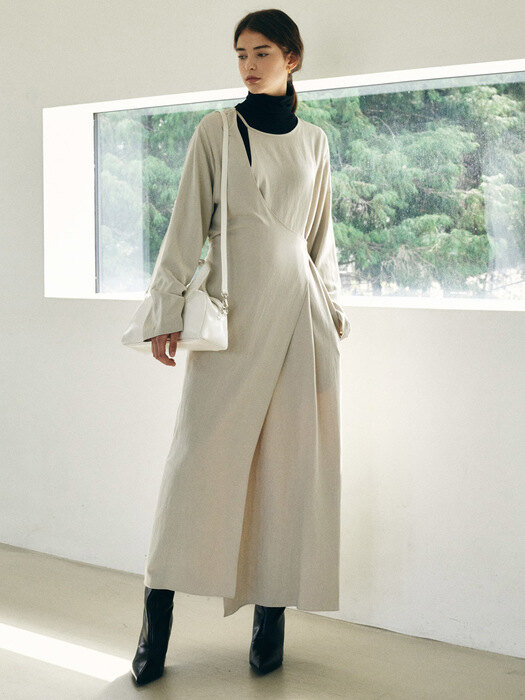 Howl slip wrap layered onepiece - beige