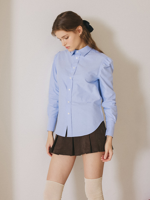 ROSE LOGO EMBROIDERY OXFORD SHIRT_BLUE