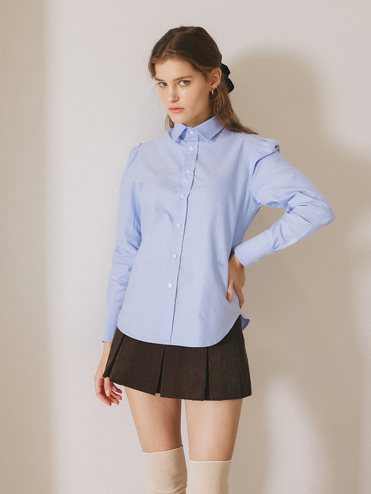 ROSE LOGO EMBROIDERY OXFORD SHIRT_BLUE