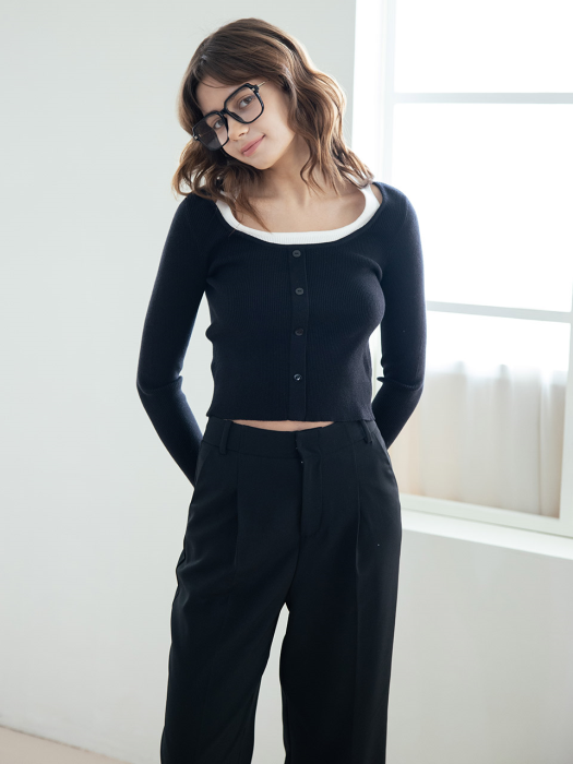WED_Fake two-piece knit_BLACK