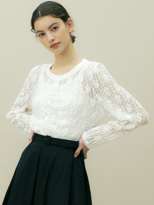 23SS LACE SHIRRING T (2COLOR)
