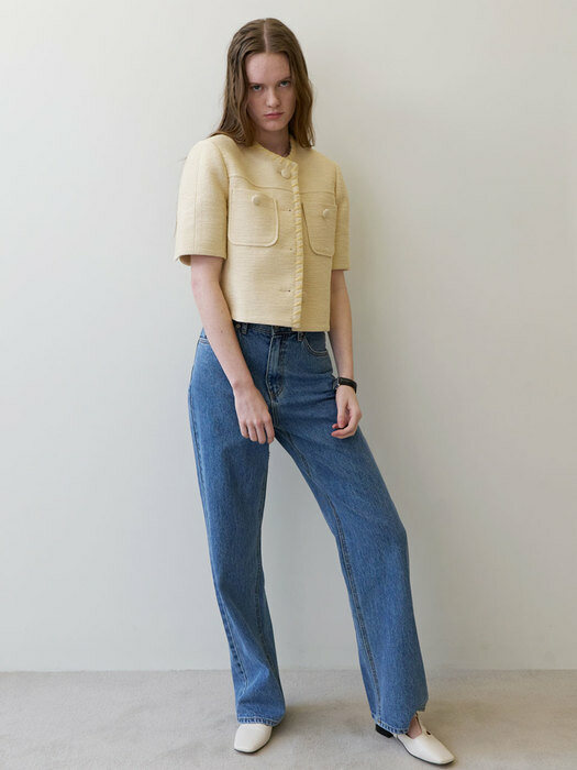 23 Summer_ Yellow Tweed Blazer (Yellow Embroidery)