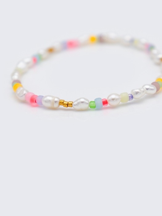 Jelly beads water pearl Bracelet 3mm 밥풀 담수진주 컬러 비즈 팔찌